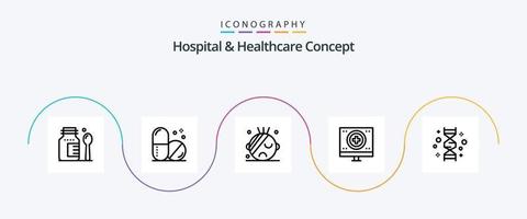 paquete de iconos de línea 5 de concepto de hospital y atención médica que incluye. cromosoma. genoma vector