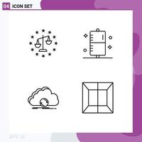 Pack of 4 Modern Filledline Flat Colors Signs and Symbols for Web Print Media such as balance cloud law fitness sync Editable Vector Design Elements