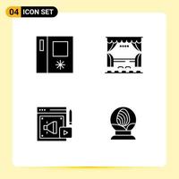 4 Creative Icons Modern Signs and Symbols of fridge digital marketing curtain movie megaphone Editable Vector Design Elements