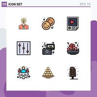 Set of 9 Modern UI Icons Symbols Signs for photos images cutter tools playback Editable Vector Design Elements
