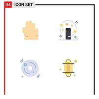 Modern Set of 4 Flat Icons Pictograph of grab multimedia magic wand disk lantern Editable Vector Design Elements