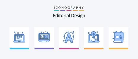 Editorial Design Blue 5 Icon Pack Including creative. design. ai. computer. connect. Creative Icons Design vector