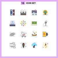 Set of 16 Vector Flat Colors on Grid for archive ship test tube boat audmented Editable Pack of Creative Vector Design Elements