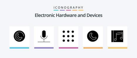 Devices Glyph 5 Icon Pack Including song. media. call. album. handset. Creative Icons Design vector