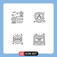 4 User Interface Line Pack of modern Signs and Symbols of destination graphic path security tools Editable Vector Design Elements
