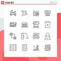 16 Creative Icons Modern Signs and Symbols of book online photo internet call Editable Vector Design Elements