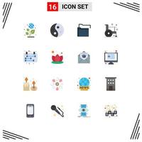 16 Universal Flat Color Signs Symbols of business health data form disease Editable Pack of Creative Vector Design Elements