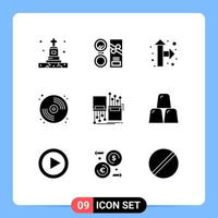 User Interface Pack of 9 Basic Solid Glyphs of fiber paint powder arts cd Editable Vector Design Elements