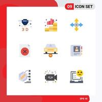 Pack of 9 Modern Flat Colors Signs and Symbols for Web Print Media such as minus delete map car document Editable Vector Design Elements