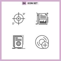 Pictogram Set of 4 Simple Filledline Flat Colors of crosshair app scope financial developer Editable Vector Design Elements