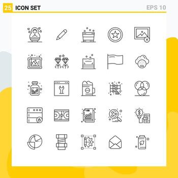 conjunto de 25 líneas comerciales paquete para imagen de marco relajarse eliminar interfaz elementos de diseño vectorial editables vector