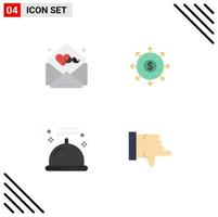 conjunto moderno de 4 iconos y símbolos planos, como el servicio de lista de deseos del menú del día, elementos de diseño vectorial editables vector