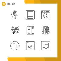 Set of 9 Modern UI Icons Symbols Signs for smart phone celebration browser year calendar Editable Vector Design Elements