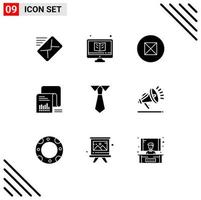 Mobile Interface Solid Glyph Set of 9 Pictograms of education list monitor documents checklist Editable Vector Design Elements