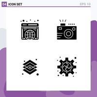 Modern Set of 4 Solid Glyphs and symbols such as global creative website photo graphic Editable Vector Design Elements