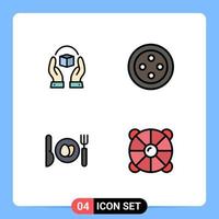 Filledline Flat Color Pack of 4 Universal Symbols of care easter product stud lifebuoy Editable Vector Design Elements