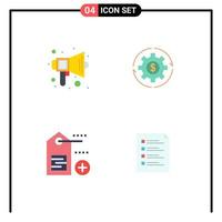 4 Universal Flat Icons Set for Web and Mobile Applications audio making sound capital profit Editable Vector Design Elements