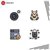 Universal Icon Symbols Group of 4 Modern Filledline Flat Colors of summer internet security chicken happy cyber Editable Vector Design Elements