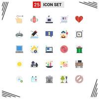 Set of 25 Modern UI Icons Symbols Signs for like heart video shopping ecommerce Editable Vector Design Elements