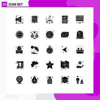 Universal Icon Symbols Group of 25 Modern Solid Glyphs of contact offer dinner notebook discount Editable Vector Design Elements