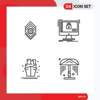 Universal Icon Symbols Group of 4 Modern Filledline Flat Colors of gear sailboat server safe ship Editable Vector Design Elements