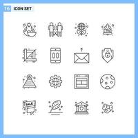 Set of 16 Modern UI Icons Symbols Signs for crop wedding shared love science Editable Vector Design Elements