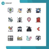 Universal Icon Symbols Group of 16 Modern Flat Color Filled Lines of statistical business bar analytics report Editable Creative Vector Design Elements