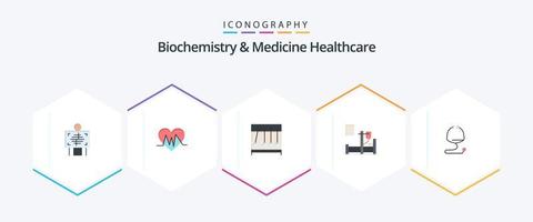 Biochemistry And Medicine Healthcare 25 Flat icon pack including medical. medicine. pulse. drip . medicine vector