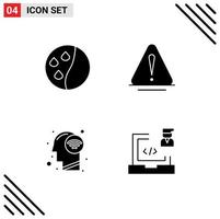 Universal Icon Symbols Group of 4 Modern Solid Glyphs of hair conditioning mind alert logistic coding Editable Vector Design Elements