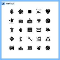 Set of 25 Modern UI Icons Symbols Signs for forest love check box couple processing Editable Vector Design Elements