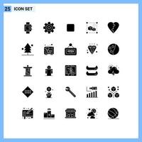 Set of 25 Modern UI Icons Symbols Signs for forest love check box couple processing Editable Vector Design Elements