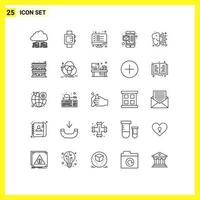 Modern Set of 25 Lines Pictograph of design mobile checklist massage result Editable Vector Design Elements