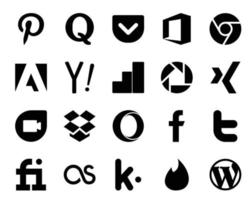 20 Social Media Icon Pack Including tweet facebook search opera google duo vector