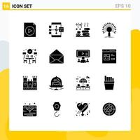 Set of 16 Modern UI Icons Symbols Signs for couple network relax informational data Editable Vector Design Elements