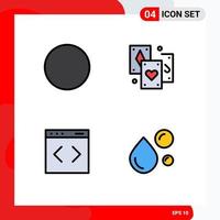 Set of 4 Commercial Filledline Flat Colors pack for connection system card tarot fatty acid Editable Vector Design Elements