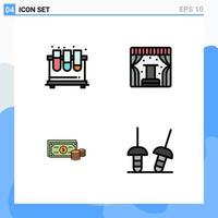 Pictogram Set of 4 Simple Filledline Flat Colors of chemistry dollar lab show finance Editable Vector Design Elements