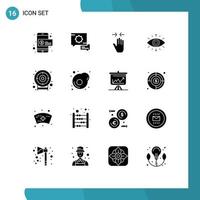Pictogram Set of 16 Simple Solid Glyphs of goal member gesture secret society eye Editable Vector Design Elements