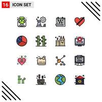 paquete de iconos de vectores de stock de 16 signos y símbolos de línea para elementos de diseño de vectores creativos editables con mancuernas de acceso a la configuración del corazón
