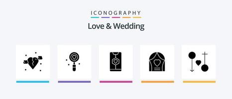 Love And Wedding Glyph 5 Icon Pack Including love. arch. search. wedding. heart. Creative Icons Design vector