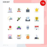 paquete de color plano de 16 símbolos universales de educación notificar anteojos vr almacenamiento de notificaciones paquete editable de elementos de diseño de vectores creativos