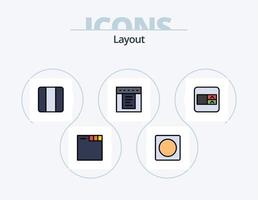 paquete de iconos lleno de línea de diseño 5 diseño de iconos. cuadro de selección. disposición. espacio de trabajo horizontal. cubrir vector