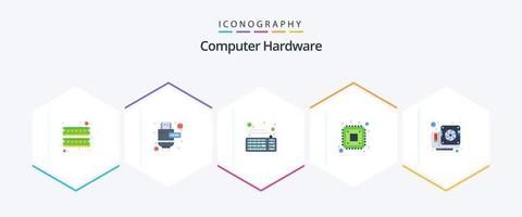 Computer Hardware 25 Flat icon pack including hardware. card. device. storage. cpu vector