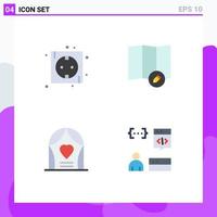 Set of 4 Vector Flat Icons on Grid for board love plug map app Editable Vector Design Elements