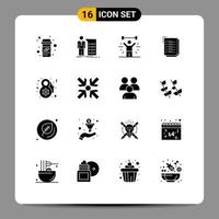 16 Universal Solid Glyphs Set for Web and Mobile Applications notepad to do list presentation check list weight Editable Vector Design Elements