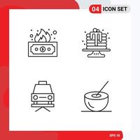 Pack of 4 Modern Filledline Flat Colors Signs and Symbols for Web Print Media such as risky lift money cake bowl Editable Vector Design Elements