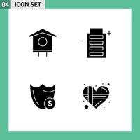 Stock Vector Icon Pack of 4 Line Signs and Symbols for house guard spring energy secure Editable Vector Design Elements