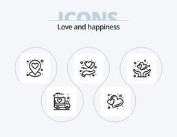 paquete de iconos de línea de amor 5 diseño de iconos. corazón rosa. móvil. foto. como. solicitud vector