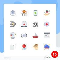 Mobile Interface Flat Color Set of 16 Pictograms of asteroid box pay birthday phone Editable Pack of Creative Vector Design Elements