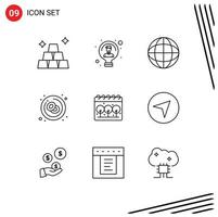 Set of 9 Modern UI Icons Symbols Signs for earth leukemia achievement cell blood Editable Vector Design Elements