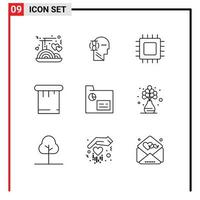 Outline Pack of 9 Universal Symbols of finance tools chip putty hardware Editable Vector Design Elements